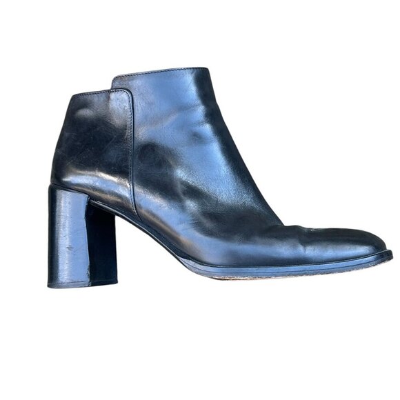 Via Spiga Boots Black Leather Ankle Booties Block Heels Size 6.5 M - Picture 5 of 13